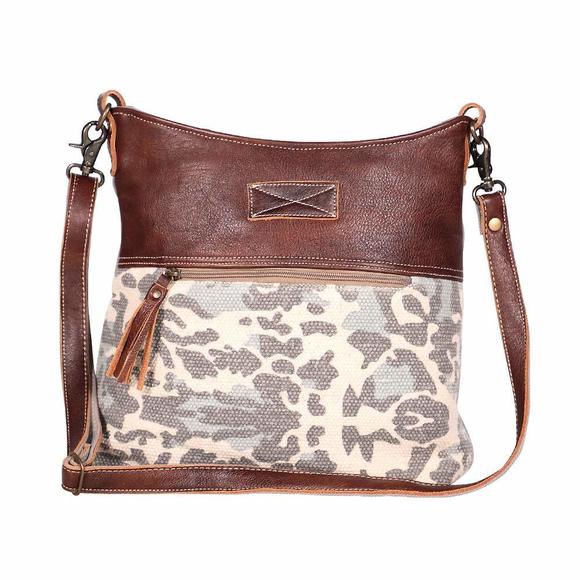 S Naã¯Ve Canvas, Leather & Rug Shoulder Bag S-1917 UwU - Picture 1 of 5